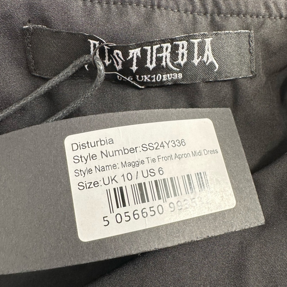 Disturbia Maggie Tie Front Apron Midi Dress in Black size 6 Floral Velour NWT - Picture 11 of 13